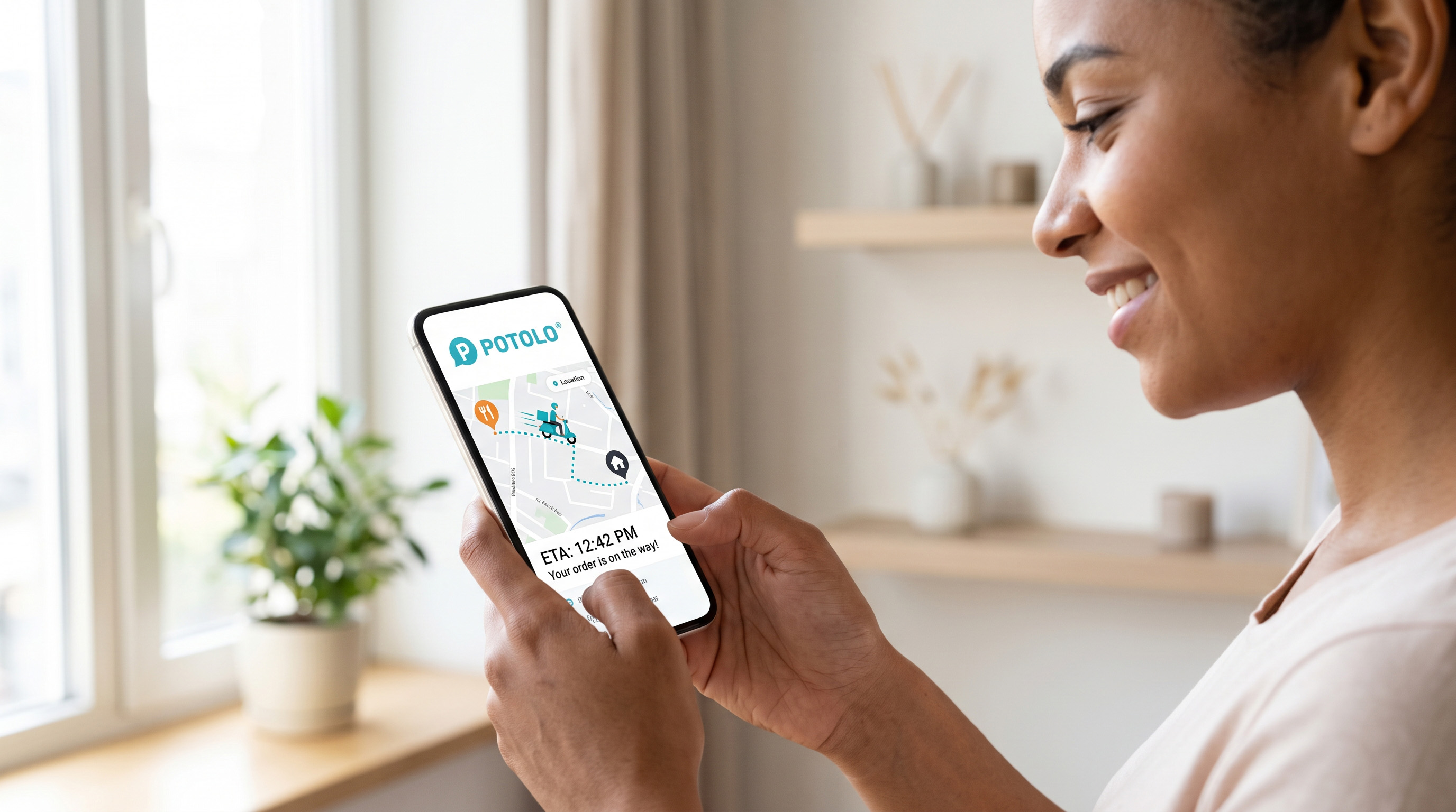 Ordering from local restaurants on the Potolo app